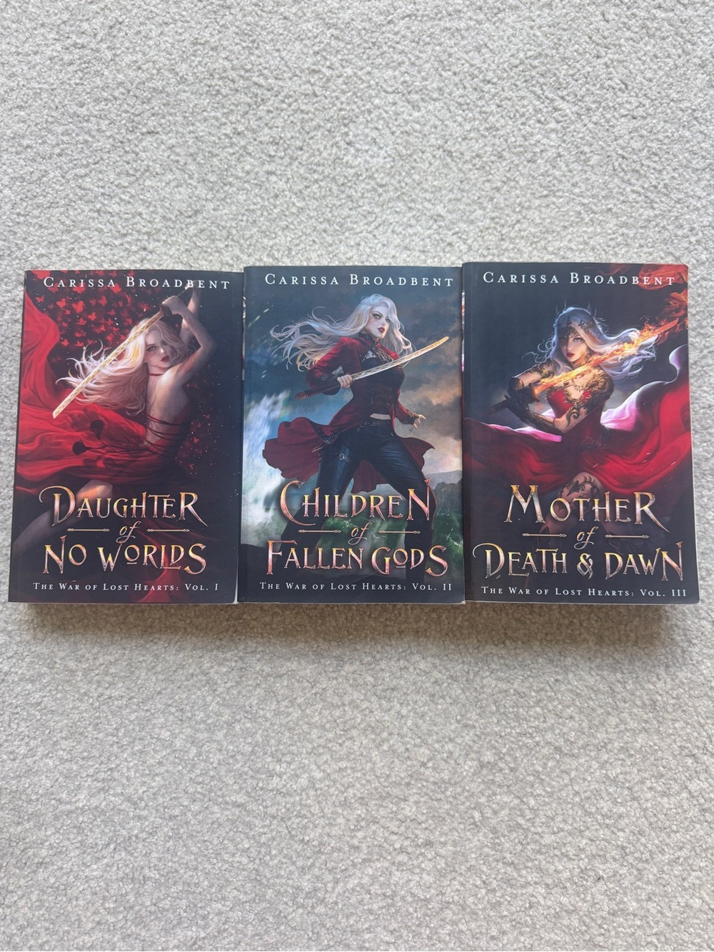 The War of Lost Hearts Trilogy by Carissa Broadbent - OOP Indie Cover
